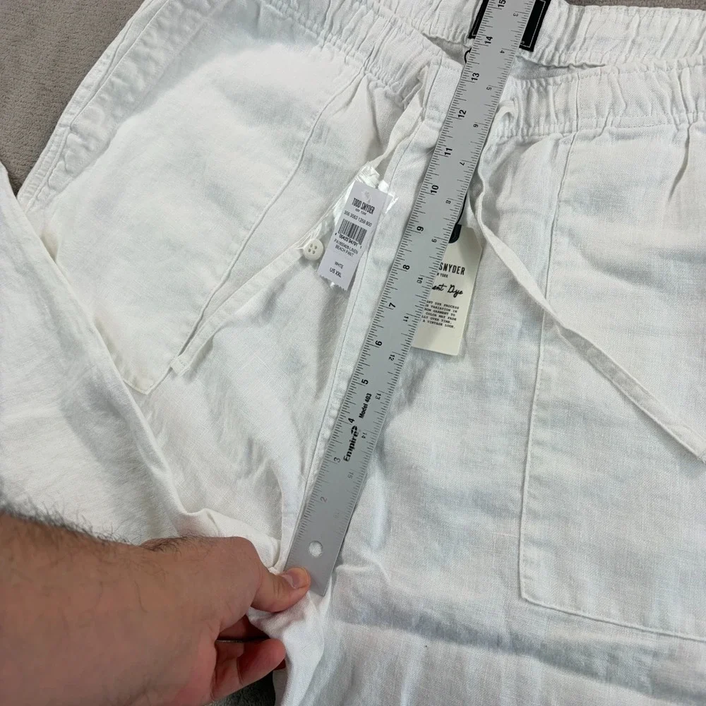 TODD SNYDER Straight Fit 100% Linen Beach Pants in White Men 2XL Drawcord NWT